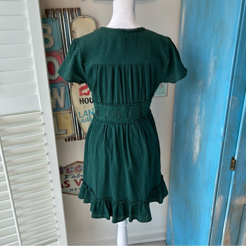 Altar'd State Forest Green Textured Ruffle Wrap Dress - Picture 4 of 14